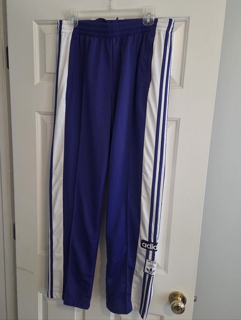 adidas Women's Purple Athletic Pants With White Snap Side Panels